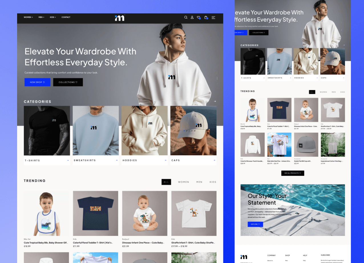melow- ecommerce website design
