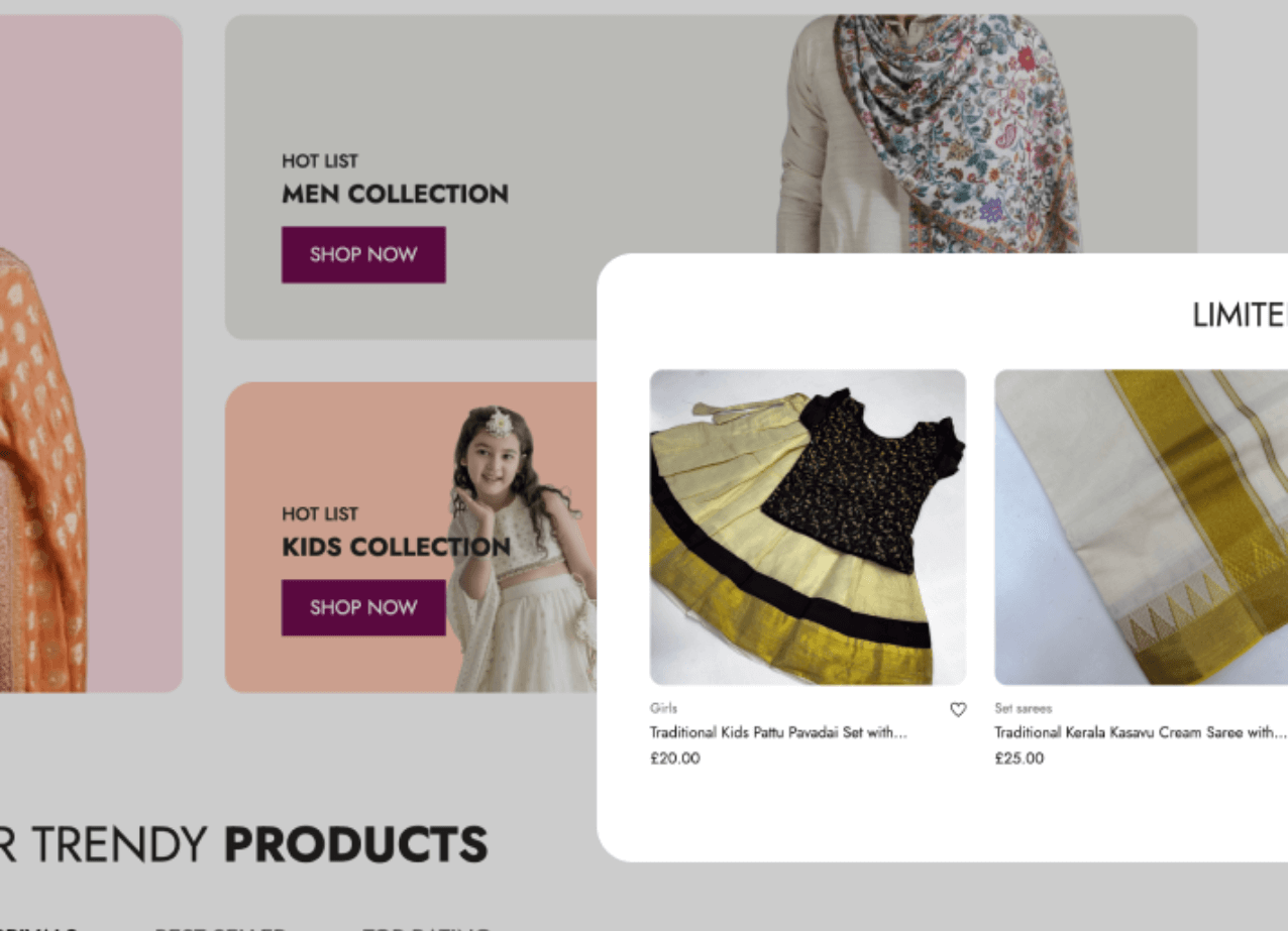 Modern ecommerce website layout designed by expert ecommerce website designers.